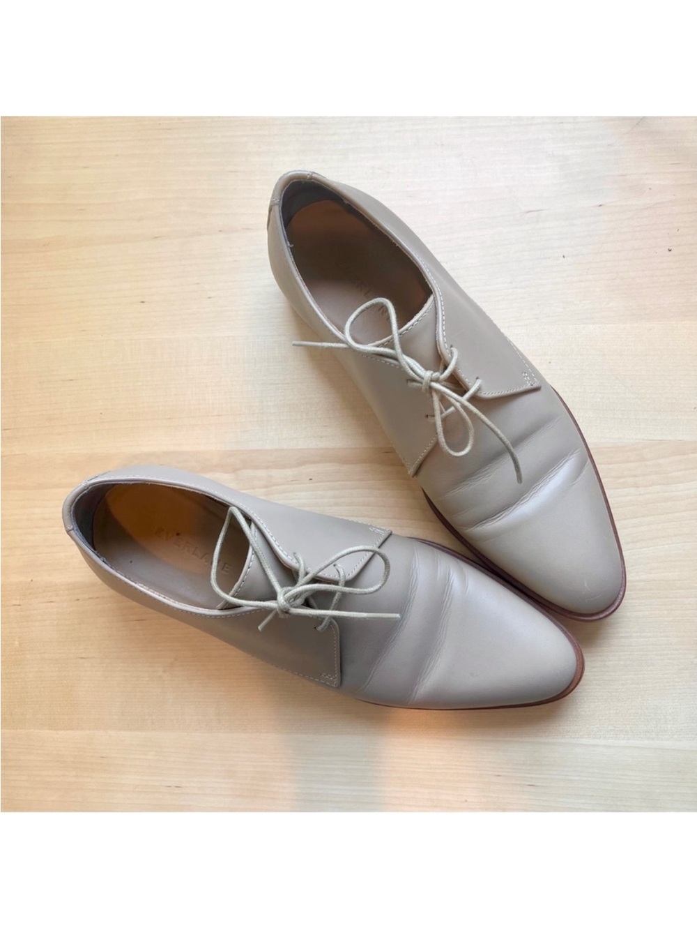 Everlane modern oxfords flats shoes loafers lace up blush tan nude leather 7